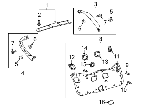 2021 Toyota C-HR Interior Trim - Lift Gate Side Gate Trim Hook Diagram for 64338-10010-C1