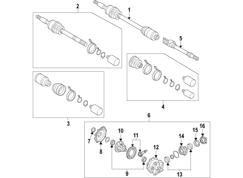 2020 Kia Stinger Axle Shafts & Joints, Differential, Drive Axles, Propeller Shaft Joint Kit-Front Axle Differential Diagram for 49535J5100