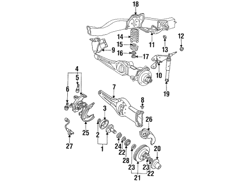 1994 Ford Explorer Front Brakes Splash Shield Diagram for FOTZ-2K004-A