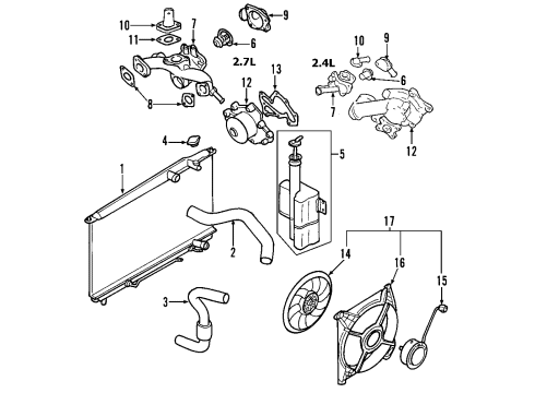 2009 Kia Sportage Cooling System, Radiator, Water Pump, Cooling Fan Hose-Radiator Lower Diagram for 25412-2E100