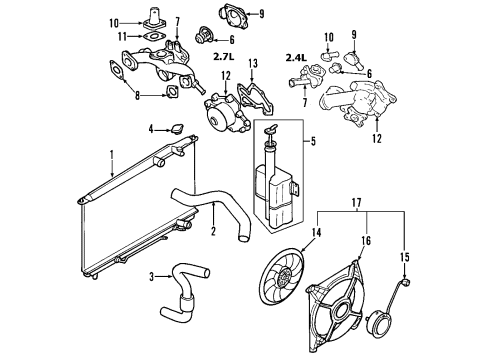 2009 Kia Sportage Cooling System, Radiator, Water Pump, Cooling Fan Hose-Radiator Lower Diagram for 254122E200