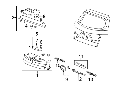 2007 Acura RDX Exterior Trim - Lift Gate Garnish Assembly, Tailgate Spoiler (Carbon Gray Pearl) Diagram for 74900-STK-A01ZD