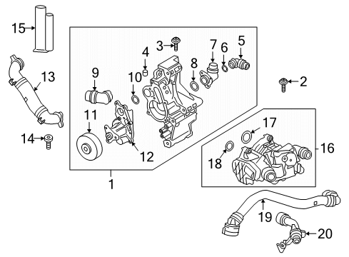 2020 BMW Z4 Water Pump LINE FROM COOLANT PUMP-CYLIN Diagram for 11538650984