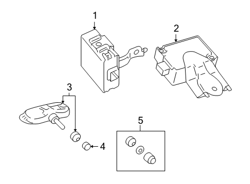 2019 Lexus GX460 Tire Pressure Monitoring Receiver Assembly, Tire Diagram for 89760-60370