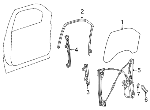 2020 Chevrolet Silverado 3500 HD Front Door Door Glass Diagram for 84565170