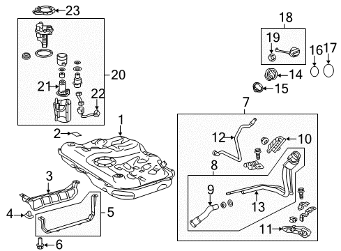 2016 Toyota Avalon Fuel Supply Filler Assembly Diagram for 77210-07091