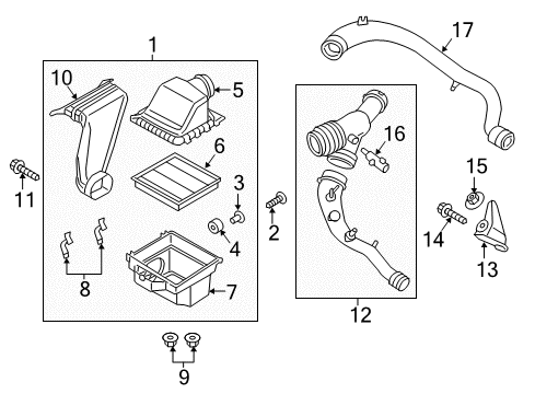 2016 Ford F-150 Air Intake Inlet Tube Diagram for FL3Z-9C623-E