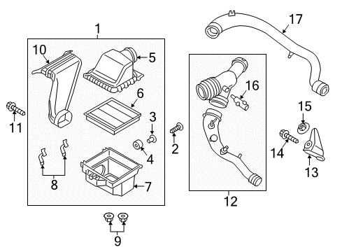 2016 Ford F-150 Air Intake Intake Tube Diagram for FL3Z-9R530-A