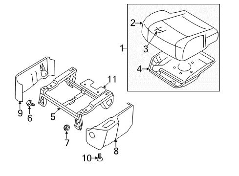 2007 Nissan Quest Front Seat Components Nut Diagram for 01223-0006U