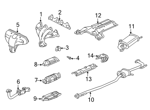 2001 Honda Accord Exhaust Components Cover A, Exhuast Manifold Diagram for 18120-P0B-A00