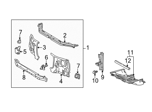 2004 Toyota Tundra Radiator Support Side Panel Diagram for 53202-0C010