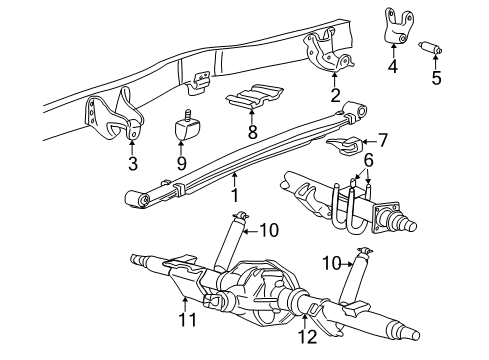 2001 Ford Excursion Rear Suspension Components, Stabilizer Bar Shock Diagram for 6U2Z-18V125-A