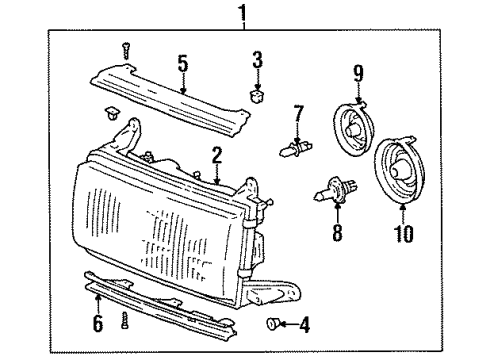 1996 Toyota Land Cruiser Bulbs Passenger Side Headlight Assembly Diagram for 81110-60395