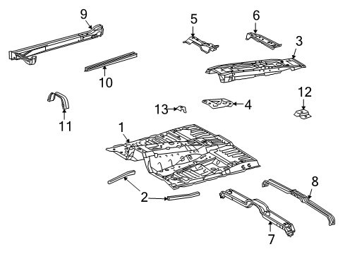 2008 Toyota Land Cruiser Floor Front Floor Pan Diagram for 58111-60A40