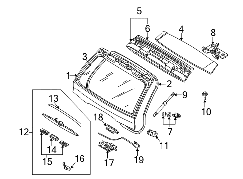 2003 BMW X5 Lift Gate Hinge, Trunk Lid, Top Left Diagram for 41627006121