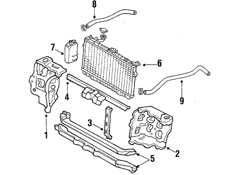 1987 Acura Integra Radiator & Components, Radiator Support Bracket, Driver Side Radiator Mounting (Upper) Diagram for 60844-SD2-000