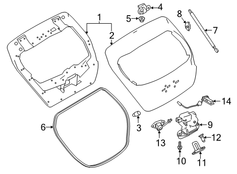 2019 Nissan Leaf Parking Aid Switch Assy-Trunk Opener Diagram for 25380-5SA0A