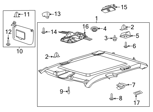 2019 Ford F-350 Super Duty Interior Trim - Cab Visor Bracket Diagram for FL3Z-1504133-AE