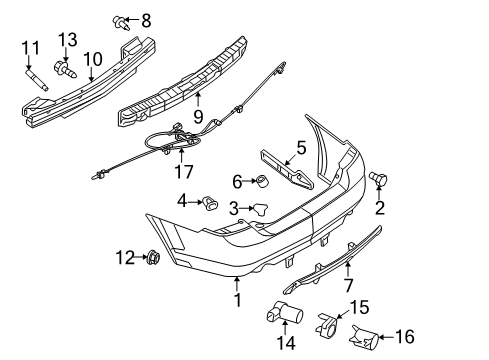 2008 Mercury Milan Parking Aid Reverse Sensor Retainer Diagram for 8E5Z-15K861-BA