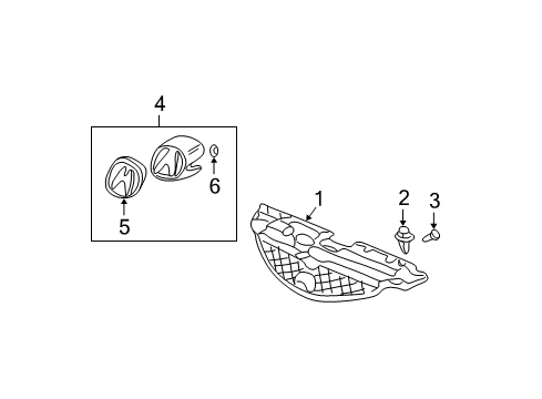2006 Acura RSX Grille & Components Emblem, Front Center (A) Diagram for 75700-S5N-C00
