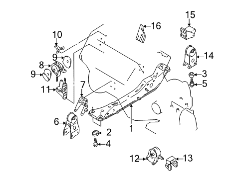 2003 Nissan Maxima Engine & Trans Mounting Engine Mounting Stay, Right Diagram for 11237-2Y500