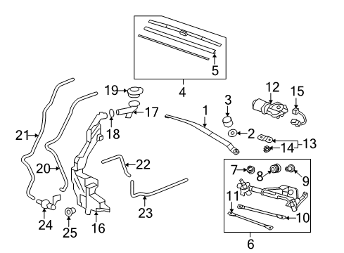 2009 Honda CR-V Wiper & Washer Components Cap Unit, Mouth Diagram for 76802-SJD-003