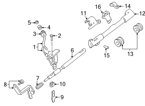 2005 Ford Explorer Sport Trac Housing & Components Shift Tube Pin Diagram for FODZ-7W441-A