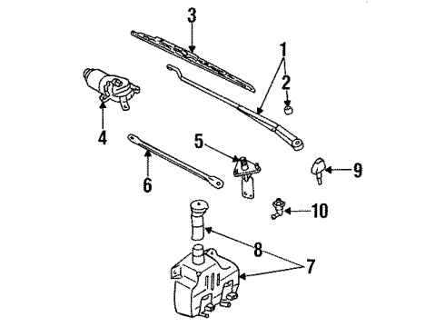 1990 Nissan Axxess Wiper & Washer Components Rear Windshield Wiper Blade Diagram for B889M-40040
