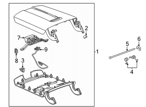 2021 Cadillac Escalade Center Console Armrest Assembly Spring Diagram for 84722263