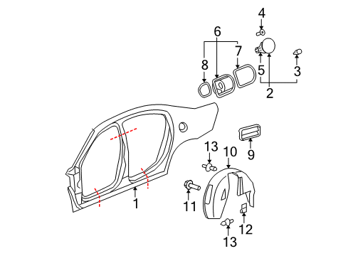 2006 Buick Lucerne Quarter Panel & Components Wheelhouse Liner Diagram for 25891510