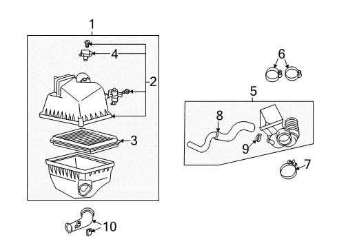 2001 Toyota Highlander Powertrain Control Air Cleaner Assembly Diagram for 17700-20150