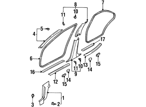 1999 Infiniti G20 Interior Trim - Pillars, Rocker & Floor Clip-Trim Diagram for 76988-3J000