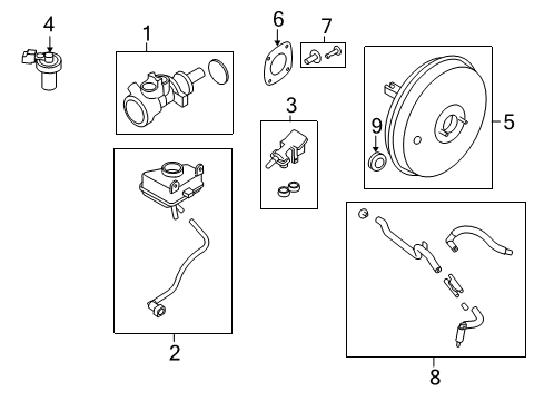 2010 Ford Focus Dash Panel Components Master Cylinder Diagram for AS4Z-2140-A