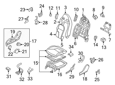 2012 Nissan GT-R Passenger Seat Components Switch Assy-Front Seat Diagram for 87016-KC12A