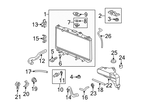 2003 Acura RSX Radiator & Components Bracket, Radiator Mount (Upper) Diagram for 74171-S5A-000