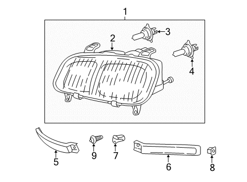 1999 Toyota RAV4 Bulbs Lower Filler Diagram for 53931-42010