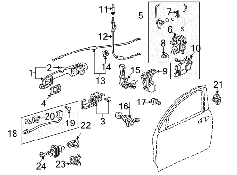 2005 Honda Accord Front Door Handle Assembly, Right Front Door (Outer) (New Opal Silver Metallic) Diagram for 72140-SDA-A21ZL