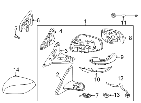 2018 Infiniti QX30 Parking Aid Inside Mirror Body Cover, Right Diagram for 96373-4GA0H