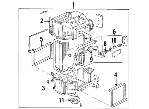 1999 Acura SLX Air Conditioner Evaporator Assembly Diagram for 8-97164-585-0