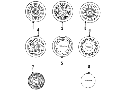 1990 Ford Thunderbird Wheels, Covers & Trim Wheel, Alloy Diagram for E9SZ1007C