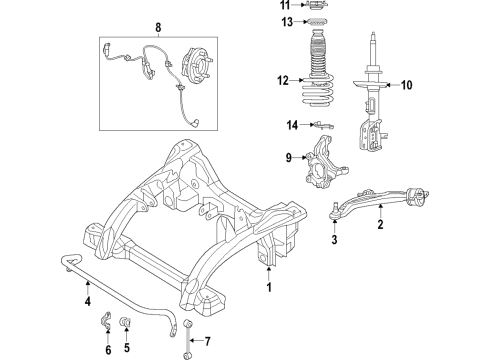 2017 Chrysler Pacifica Front Suspension, Lower Control Arm, Ride Control, Stabilizer Bar, Suspension Components STRUT-Front Suspension Diagram for 68248729AD