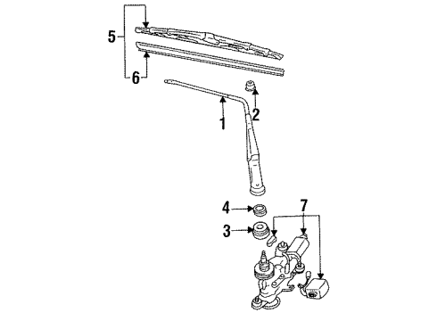 1993 Toyota Celica Rear Wiper Components Blade Diagram for 85220-3A250