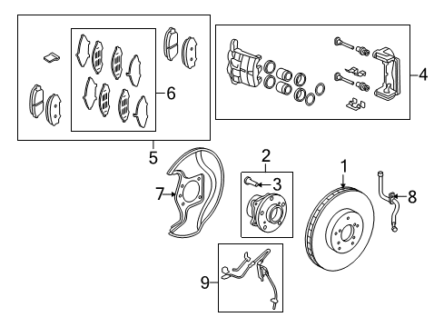 2010 Acura ZDX Front Brakes Caliper Set, Front Diagram for 01463-STX-A01