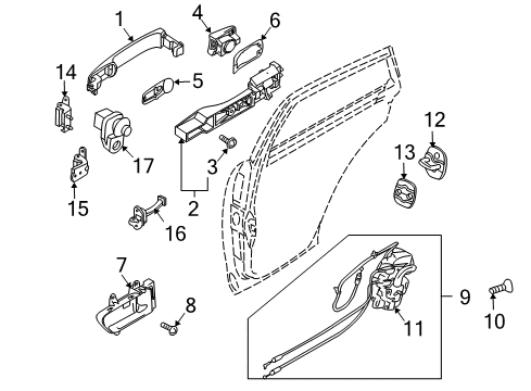 2003 Infiniti FX45 Switches HANDL Door Inside Br Diagram for 80670-CG003