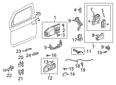 2003 Honda Element Front Door Cylinder, Passenger Side Door Diagram for 72145-S9A-013