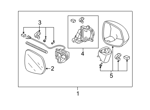2007 Honda Fit Mirrors Mirror Sub-Assembly, Passenger Side (R1400) Diagram for 76203-SLN-A01