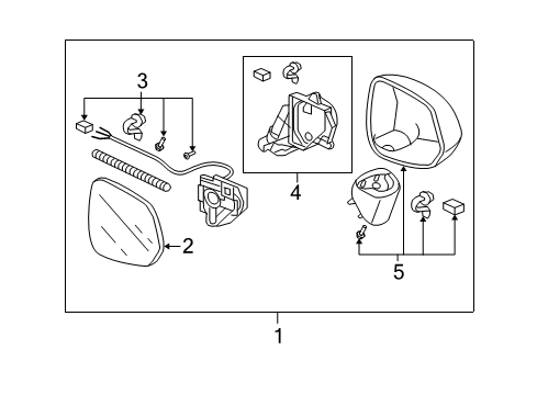 2007 Honda Fit Mirrors Mirror Assembly, Passenger Side Door (Vivid Blue Pearl) (R.C.) Diagram for 76200-SLN-A01ZA