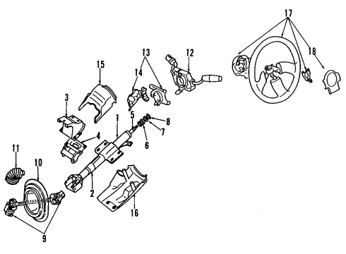 1990 Mitsubishi Eclipse Steering Column & Wheel, Steering Gear & Linkage Nut-Steering Wheel Diagram for MF430007