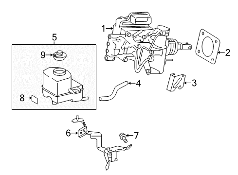 2013 Toyota Prius C Hydraulic System Brake Booster Diagram for 47050-52020