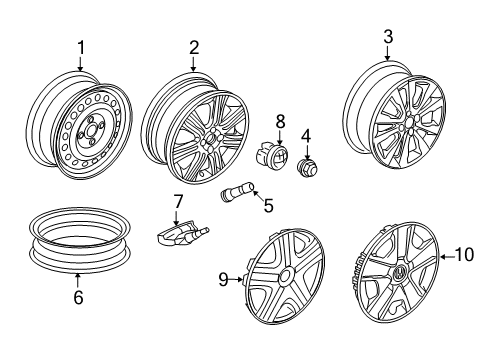 2013 Honda Fit Wheels, Covers & Trim Disk, Aluminum Wheel Diagram for 42700-TK6-A71